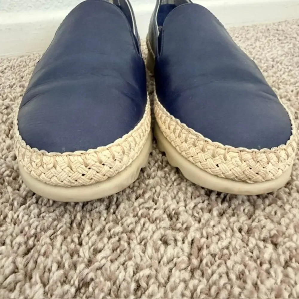 The FLEXX Chappie Slip-On Sneakers Blue Leather Jute-Wrapped Sole Women 5.5